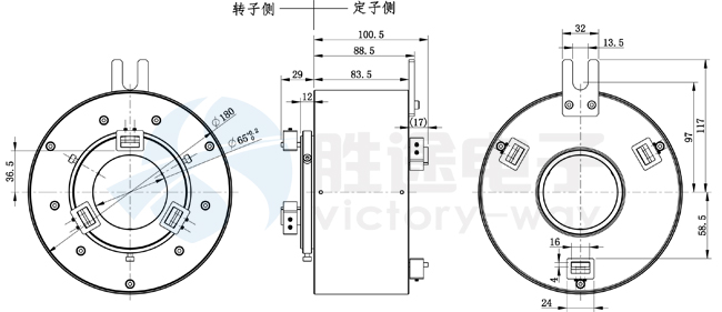 单路600A大电流滑环尺寸图