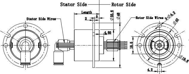 VHSM-FA1D4微型组合滑环尺寸图
