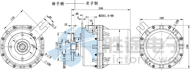 4路25A粉尘防爆滑环尺寸图